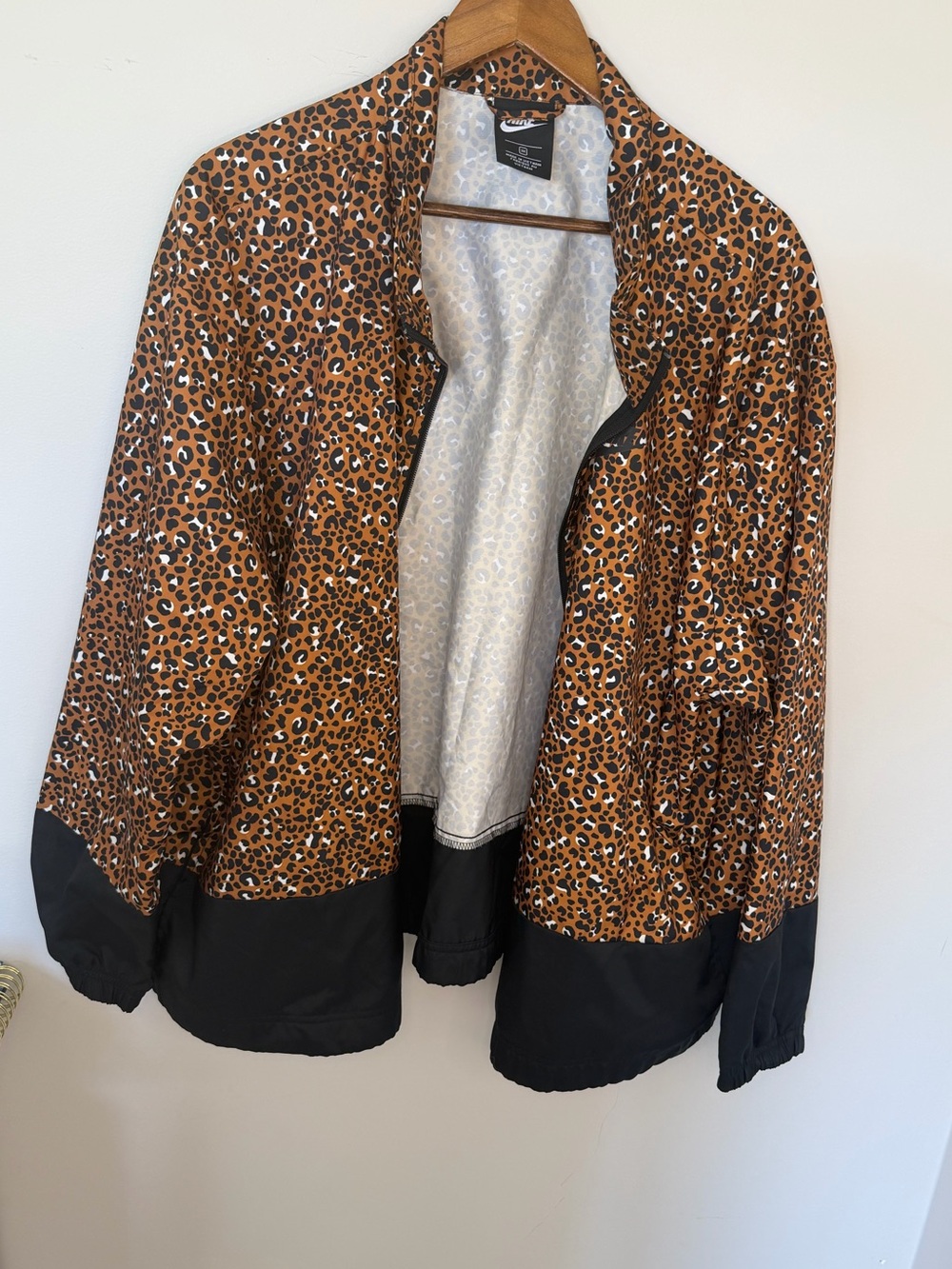 Nike Brown Leopard Bomber Jacket with Black Trim
